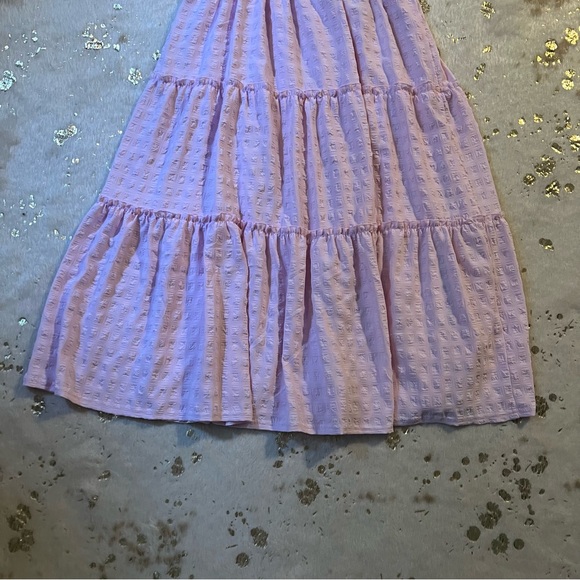 NWT Ophelia Roe Tiered V Neck Pink Dress Size Medium - Picture 9 of 12